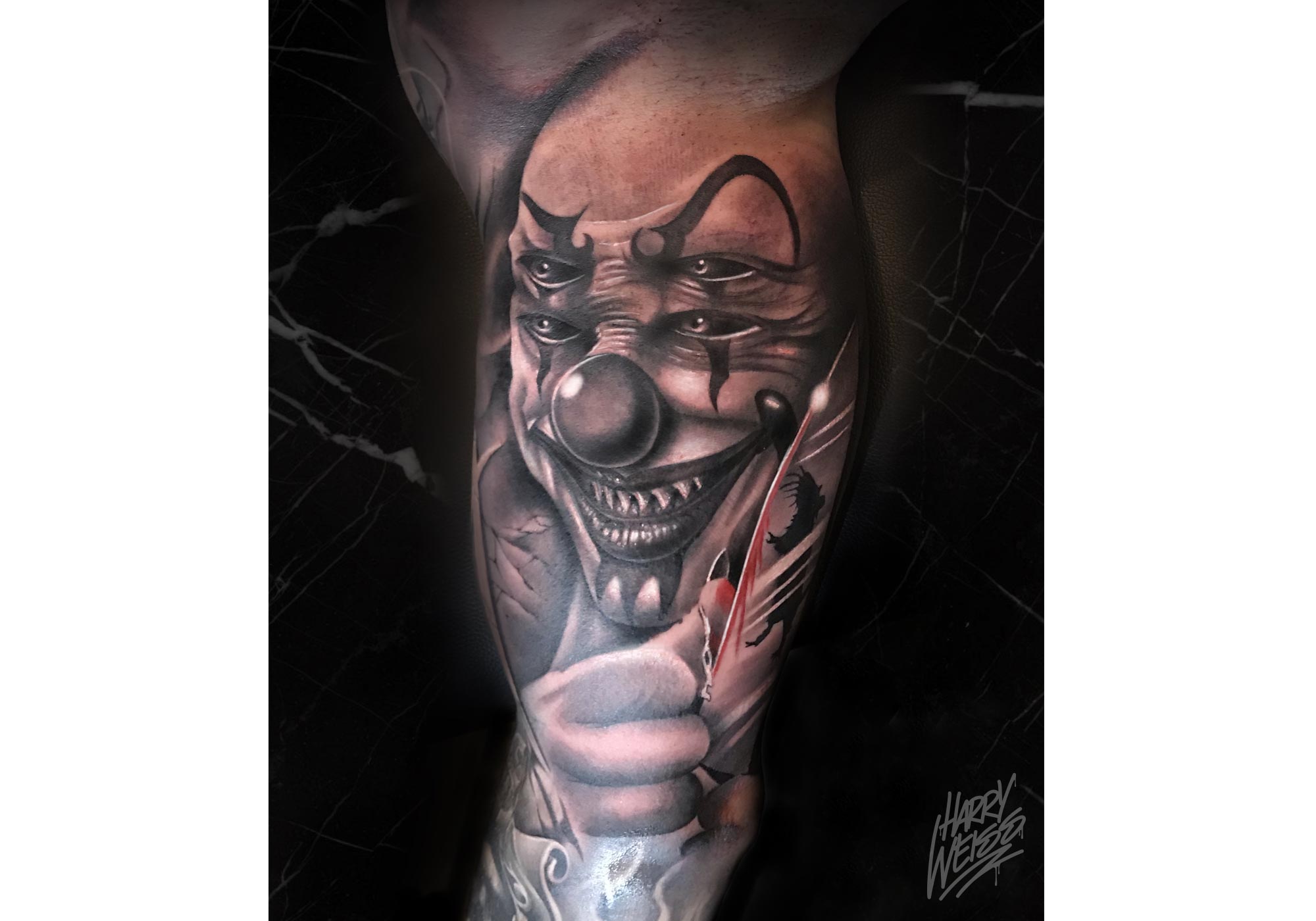 Gesicht eines bösen Clowns